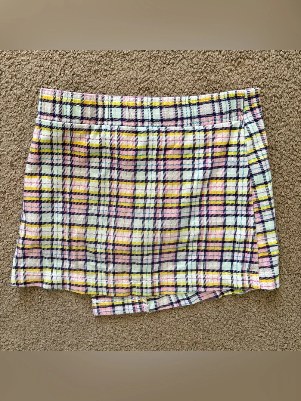 Justice Girls Size 6 Multicolor Plaid Wrap Skort Buckle Accent Short